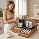 K Cup Organizer Drawer, Acacia Wood Coffee Pod and Tea Bag Storage Box
