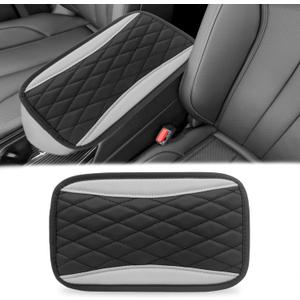 Car Center Console Cover, Universal Leather Waterproof Armrest Seat Box Cover Protector, Comfortable Car Decor Accessories Fit for Most Cars, Vehicles, SUVs-Gray