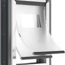 [MAVRICPOWER] Steel Medium Dog Door for Door, Doggie Door with Two Sliding Panels for Extreme Weather,Never Rust Pet Door for Small Dog and Large Cat Up to 40 lbs (Gray)