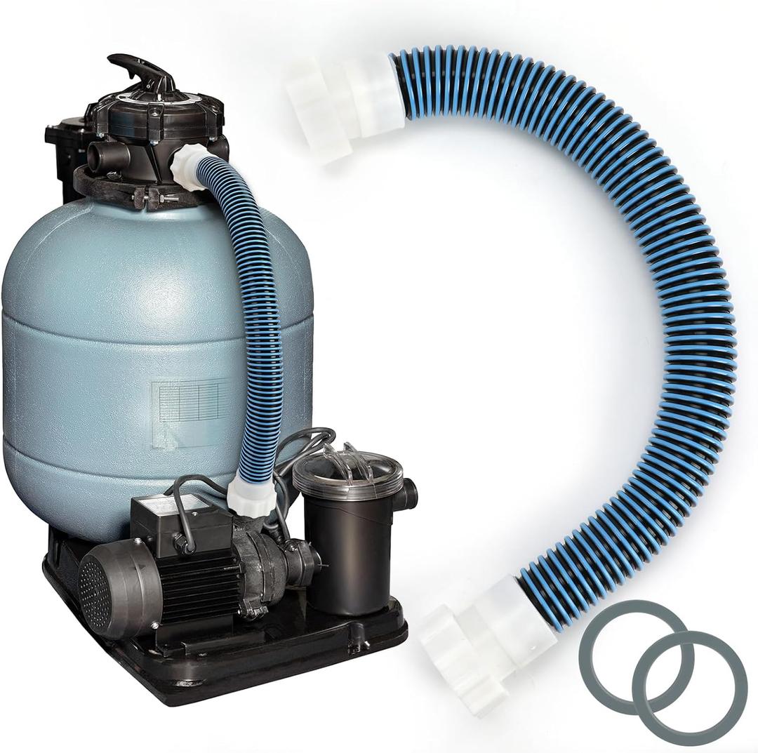 24inch 1 1/2" Pool Sand Filter Pump Hose For Above Ground Pool 2ft 1.5 Inch Eva Pool Sand Pump Replacement Hose For Saltwater Systems And Sand Filters (Blue)