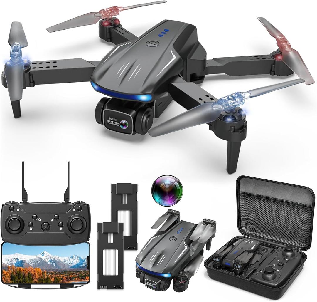 Drone with Camera 1080P for Kids Adults, Foldable HD FPV Mini Drone with 2 Batteries, One Key Take Off/Land, Altitude Hold, Headless Mode, 360Flip, Gestures Selfie, 3 Speed Mode, Waypoint Fly