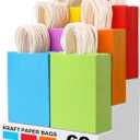 XPCARE 60Pcs Paper Gift Bags, 6.3"x3.15"x8.66" Kraft Paper Party Favor Bags Bulk Rainbow Goodie Bag Small Gift Bag with Handles for Kids Birthday Baby Shower Crafts Wedding Party Supplies (6 Colors) (1 Count (Pack of 60))