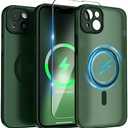 SURPHY Designed for iPhone 14 Plus Case Compatible with MagSafe (6.7 inch, 2022), with Screen Protector & Camera Protector Translucent Matte Phone Case (Green) 6 pack