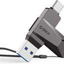 ORICO 32GB USB Flash Drive 150MB/S Metal Housing Swivel Design Support OTG Function 2 in 1 PenDrive for USB C and USB A Devices-CB05 Grey