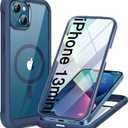 Miracase Magnetic Case for iPhone 13 Mini 5.4 Inch, with MagSafe, Built in Screen Protector, Full Body Protection(Dark Blue)