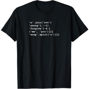 Rick Roll in Python Funny Coding T-Shirt (Small, Black)
