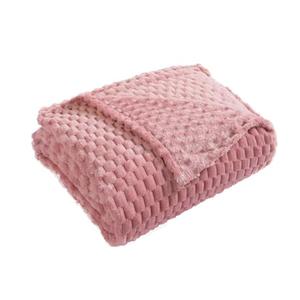 XMNTG Flannel Fleece Waffle Pink Throw Blanket 3D Jacquard Blanket Lightweight Travel Camping Throw Blanket Soft Cozy Blanket for Couch Sofa Bed Home Decor (Pink, 60''x80'')
