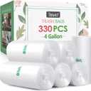 4 Gallon 330 Counts Strong Trash Bags Garbage Bags by Teivio, Bathroom Trash Can Bin Liners, Small Plastic Bags for home office kitchen (Clear) (330 Count (Pack of 1))