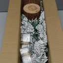 2 Pcs Prelit Tabletop Christmas Tree Snow Flocked Christmas Tree with Led Lights Wood Base Mini Xmas Pine Tree for Table Desk Home Christmas Decor