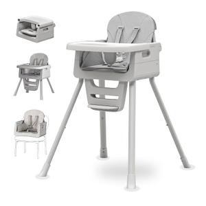 Portable 3 in 1 High Chairs for Babies and Toddlers, Convertible Baby Feeding Chair with Tray, Easy Clean Baby High Chair for Toddler with Foot Rest, Infant Highchairs & Booster Seats with Cush Grey