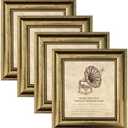 TKYGU 5x5 Picture Frame with Real Glass, 4 set Ornate Vintage Picture Frames for Wall or Tabletop Display, Gold 5 x 5 Frame for Wall home best gift