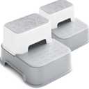 2 Step Stool for Kids (2 Packs),Toddler Stool for Bathroom Sink, Potty Training, Toilet Stool, Slip Resistant(Grey)