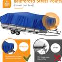 NEVERLAND Pontoon Boat Cover Waterproof Heavy Duty Trailerable Boat Cover Marine Grade Polyester Canvas Cover Fits Pontoon/Deck Boats (Boat Length 21-24ft, Beam Width up to 104", Blue)