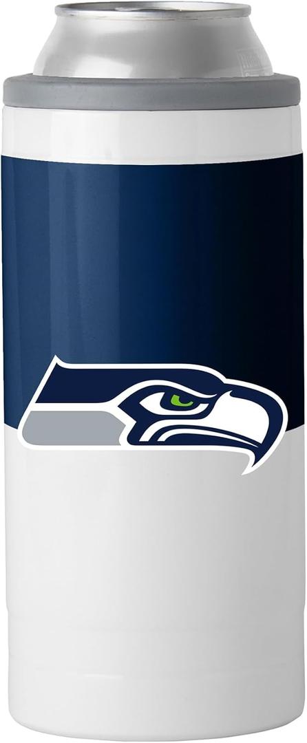 Logo Brands 628-S12C-11: Seattle Seahawks Colorblock 12oz Slim Can Coolie