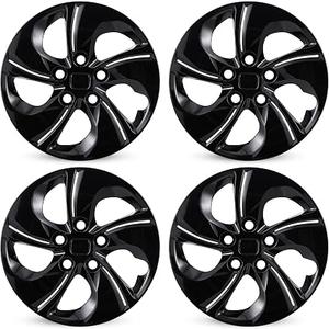 TULALUX 15 inch Replacement Hubcaps Fit for 2006-2011 Honda Civic, Wheel Rim Cover Compatible with 2013-2015 Honda Civic 15'' Steel Wheel; 4 Pcs (Glossy Black)