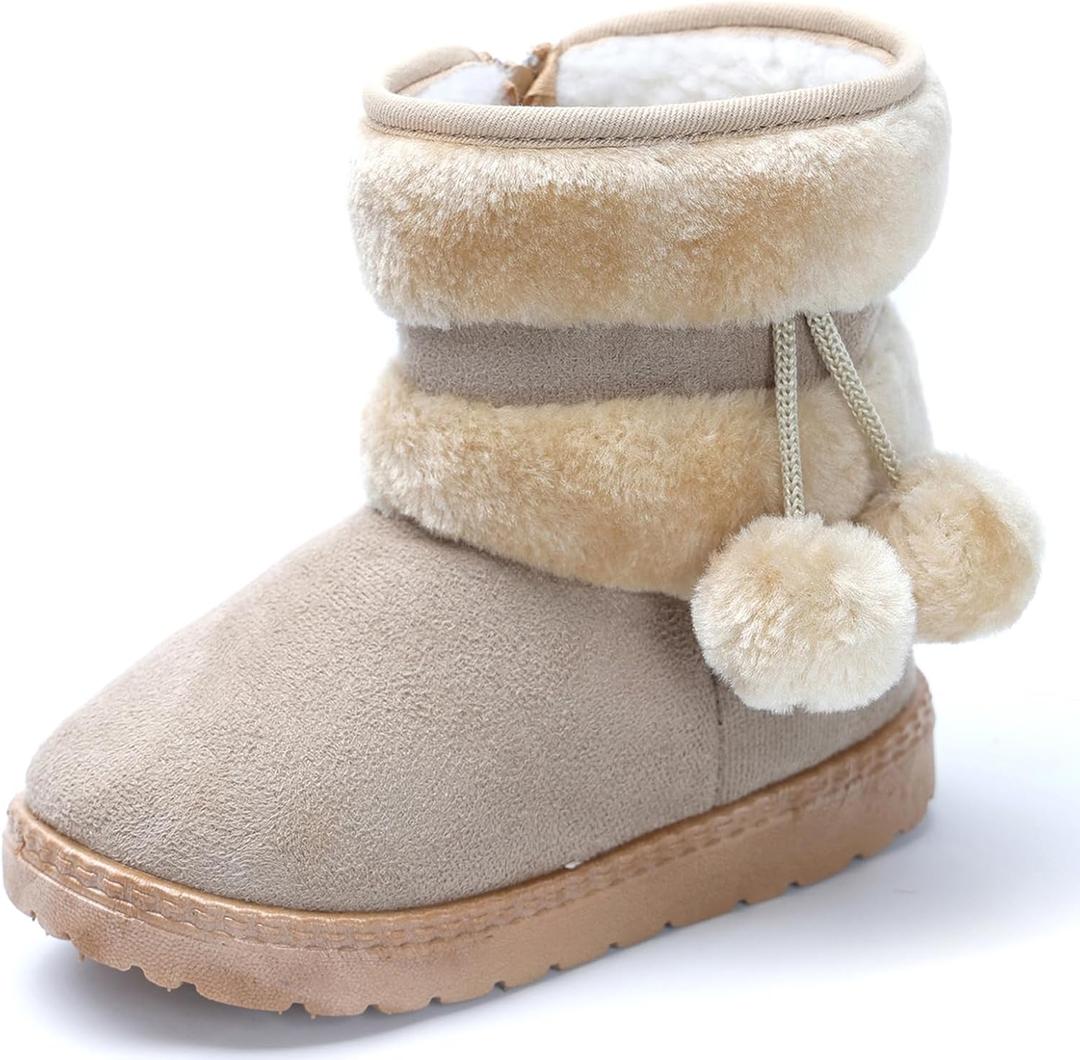 Girls Boys Snow Boots Warm Winter Booties Plush Shoes | Casual Fashion Anti-slip Soft Soled Ankle Boots Zip Booties Indoor Outdoor Walking Shoes for Baby Toddler Little Kid Big Kid