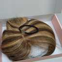 Flufymooz Real Human Hair Toppers for women, 10 Inch Clip in Bangs 100 Human Hair Toppers for Thinning Hair, Cover Hair Topper Hair Pieces with 150% Density Silk Base-Medium Brown with Blonde
