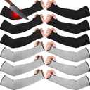 JaGely 6 Pairs Level 5 Cut Resistant Sleeves with Thumb Hole 18 Inches Arm Protection Sleeve Farmer Gardening (Black, Gray)