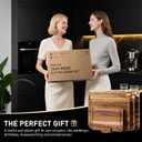 4 Pack Teak Wood Cutting Board Set for Kitchen Heavy Duty Non Toxic Non Slip Solid Thick Wood Haus Chopping Board Extra Large Big Small Meat Best Essential House Warming Hostess Host Gift (Multi-Size Set | 4 Pack with Holder)