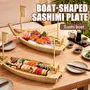 Wooden Sushi Boat Serving Tray, 31.5" Large Japanese Nigiri Serving Plates Boats, Train Making Kit for Sashimi Board Seafood Party, Appetizer Platter for Traditional Restaurant or Home Restaurantware