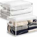 20 Gallon Jumbo Clear Storage Bags with Zipper, 2 Pack Extra Large Under Bed Storage Bags (15.75x26x11.9 in) Transparent Plastic Bags for Clothes, Blankets, Comforters, Quilts & Seasonal Storage