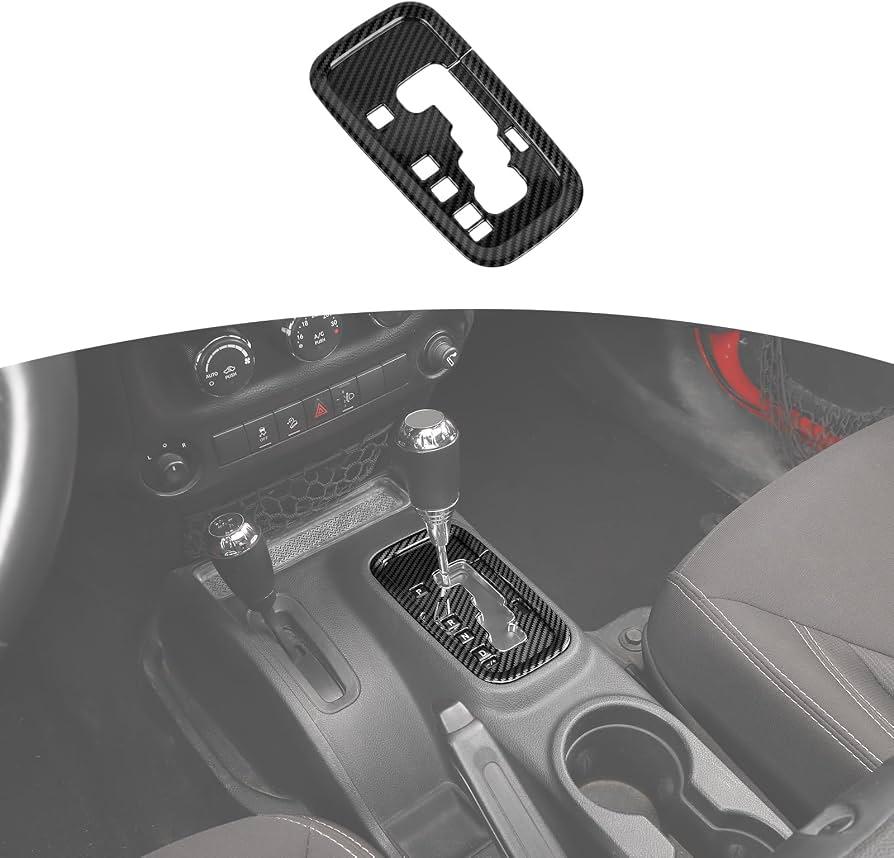 RT-TCZ for Jeep JK Gear Shift Panel Cover Trim for Jeep Wrangler JK JKU 2011-2017 Black Carbon Interior Accessories 1pc