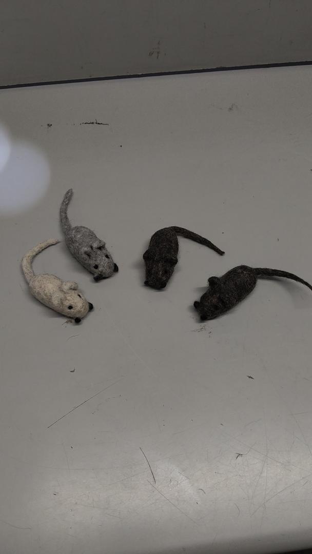 Mokoboho Toys for Cats and Kittens 100% Wool Felt Handmade in Nepal (4 Assorted Mice)