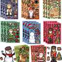 24 Sheets Christmas Stickers for Kids, Make a Face Sticker, Make Your Own Christmas Characters Mix and Match Stickers Santa Reindeer, Xmas Holiday Party Favor Supplies
