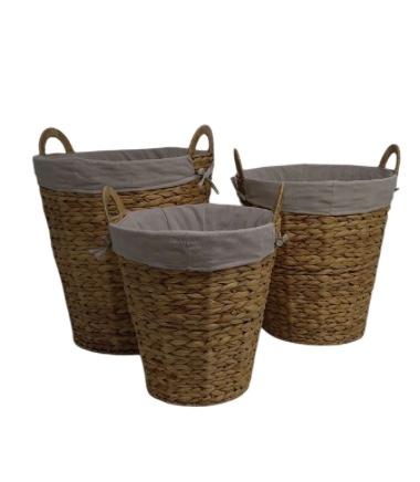 Wicker Basket Laundry Hamper with Liner Wicker Hamper, Brown L17x17.5 M 15-15.5 13x13.5 In