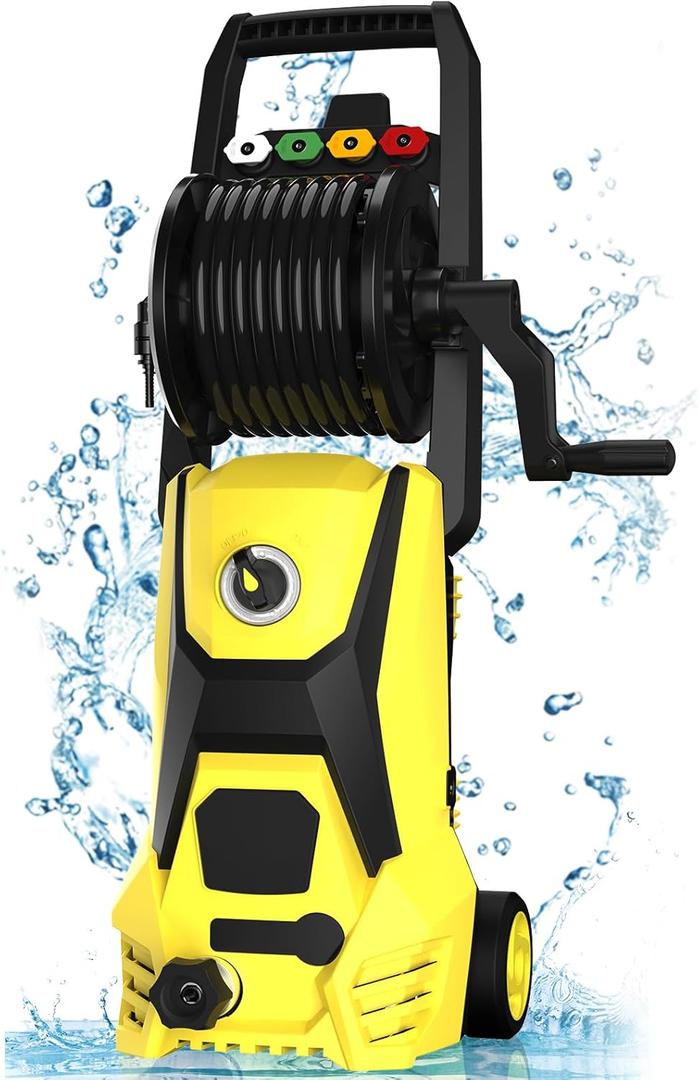 Pressure Washer, 4200PSI Max 2.8 GPM Power Washer with 20FT Hose, 35FT Cord, 4 Nozzles Foam Cannon High Pressure Washer for Car Patio Garden, Yellow