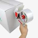 BOMEI PACK Heavy Duty Packaging Tape Dispenser, 2 Inch Tape Gun with Clear Tape, 1 Dispenser + 2 Rolls (Clear)