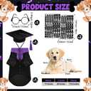 Huhumy 5 Pcs Dog Graduation Costume Set Include 2026 Pet Graduation Gown with Stole Puppy Grad Cap Lensless Glasses DIY Letter Stickers for Dogs Cats Holiday Costume Accessory(Black Purple,L)