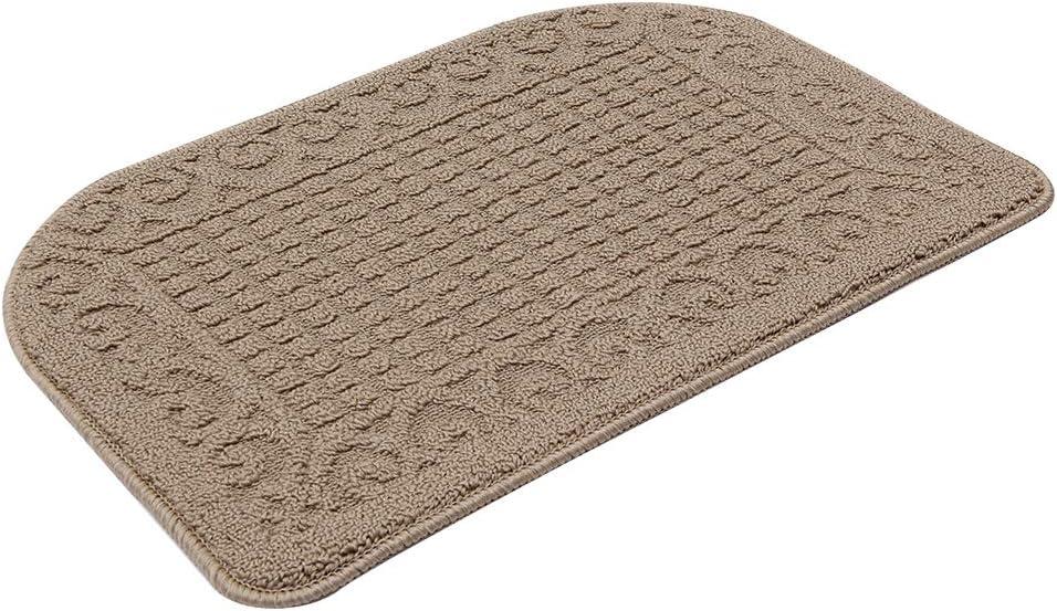 COSY HOMEER 27X18 Inch Anti Fatigue Kitchen Rug Mats are Made of 100% Polypropylene Half Round Rug Cushion Specialized in Anti Slippery and Machine Washable (Beige 1 pc)