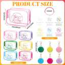 24 Pcs Weekend Party Favors, Makeup Bags Bracelets Keychains
6 Clear Cosmetic Bags with Pom Keychains, Heart Charm Bracelets with Cards, For Women Bachelorette Parties Celebrations