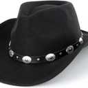 Vikodah Kids Wide Brim Western Cowboy Cowgirl Hat - Boys Girls Felt Fedora Hats for 2-6 Years (Medium, Black)