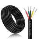 22 Gauge 5 Conductor Electrical Wire, 32.8FT 22AWG Black PVC Stranded Tinned Copper 5 Wire Cable, 22/5 Flexible Extension Cable for LED Lamp Lighting, Automotive, Speaker, Access Control