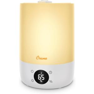 Crane Ultra-Quiet 3-in-1 Humidifier, Essential Oil Aroma Diffuser & Soothing Sleep Light - Compact 1.2 Gallon Capacity with Adjustable Night Light & Fragrance Tray - Ideal for Bedroom and Office