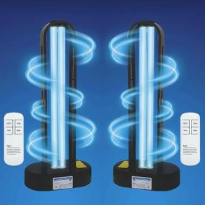 BAIMNOCM UVC Light, 2 Pack 38 Watt UV Sanitizer for Mold, Ultraviolet Light for Room, UV-C Lamp for Dust Mite Device with 15/30/60 Minutes Timer, Indoor Use