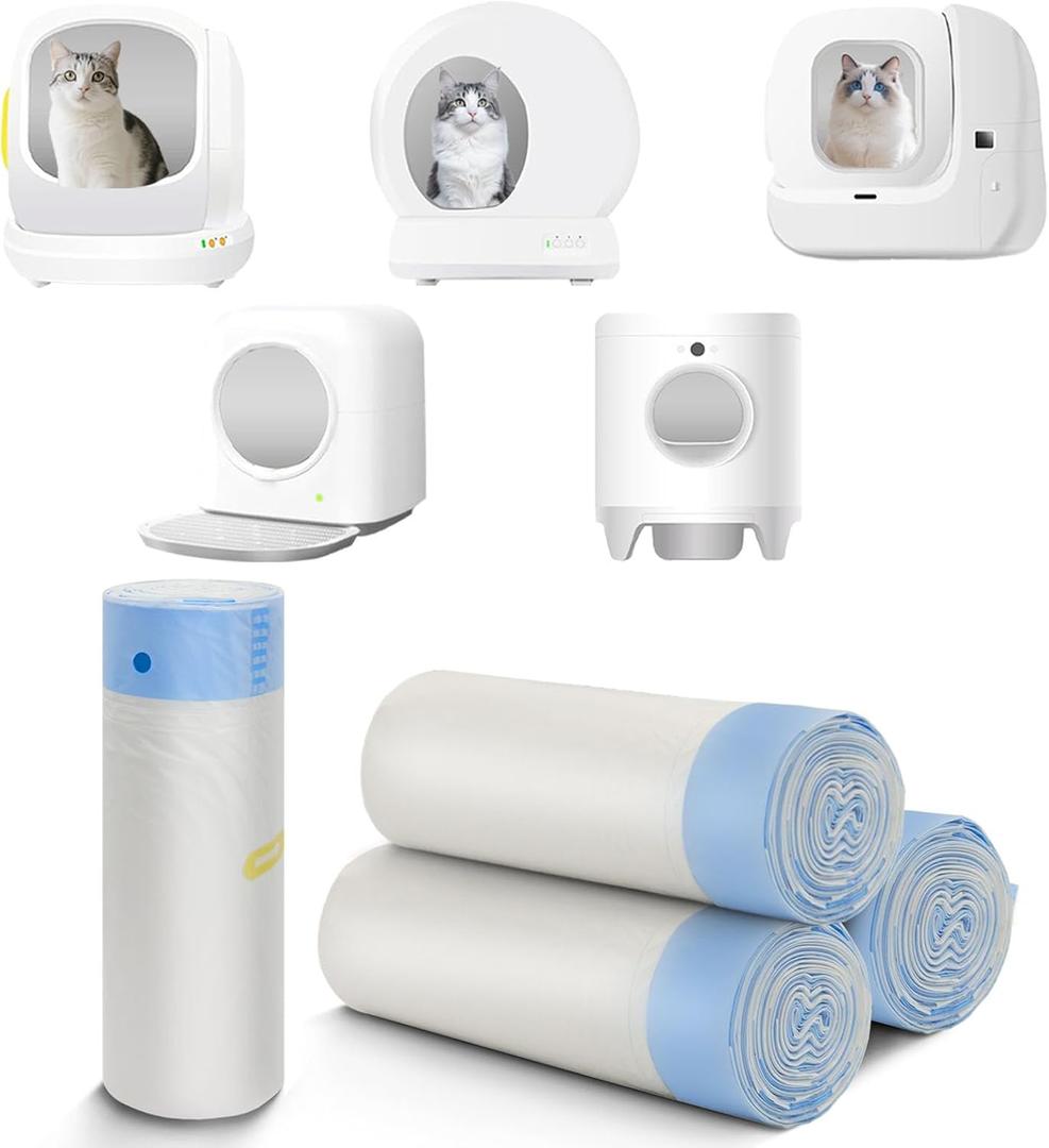 80-Pack 21.6"Opening x 11.8"L Heavy Duty Cat Litter Box Liners for Fsitego & Fumoi Automatic Litter Boxes, Extra Thick Self-Cleaning Litters Box Bags, Cat Litters Bags with Drawstring and Leakproof