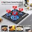 24 Inch Gas Cooktop, Built-In 4 Burner Gas Stove Top, NG/LPG Convertible Black Enamel Propane Cooktop with Thermocouple Protection for Kitchen, Apartments, RV
