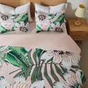 Yogeneg Queen Quilt Bedding Set,White Green Botanical Pattern Blush Full/Queen Quilt Set,3 Piece Lightweight Soft Summer Bedspread Coverlet with 2 PIillow Shams,All Season(Blush,90"x96")