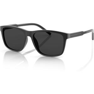 Polarized Sunglasses for Mens Womens - Lightweight Matte Finish Sun Glasses,Line Patterned Sunglass (Black Frame Grey Legs Grey Lenses)