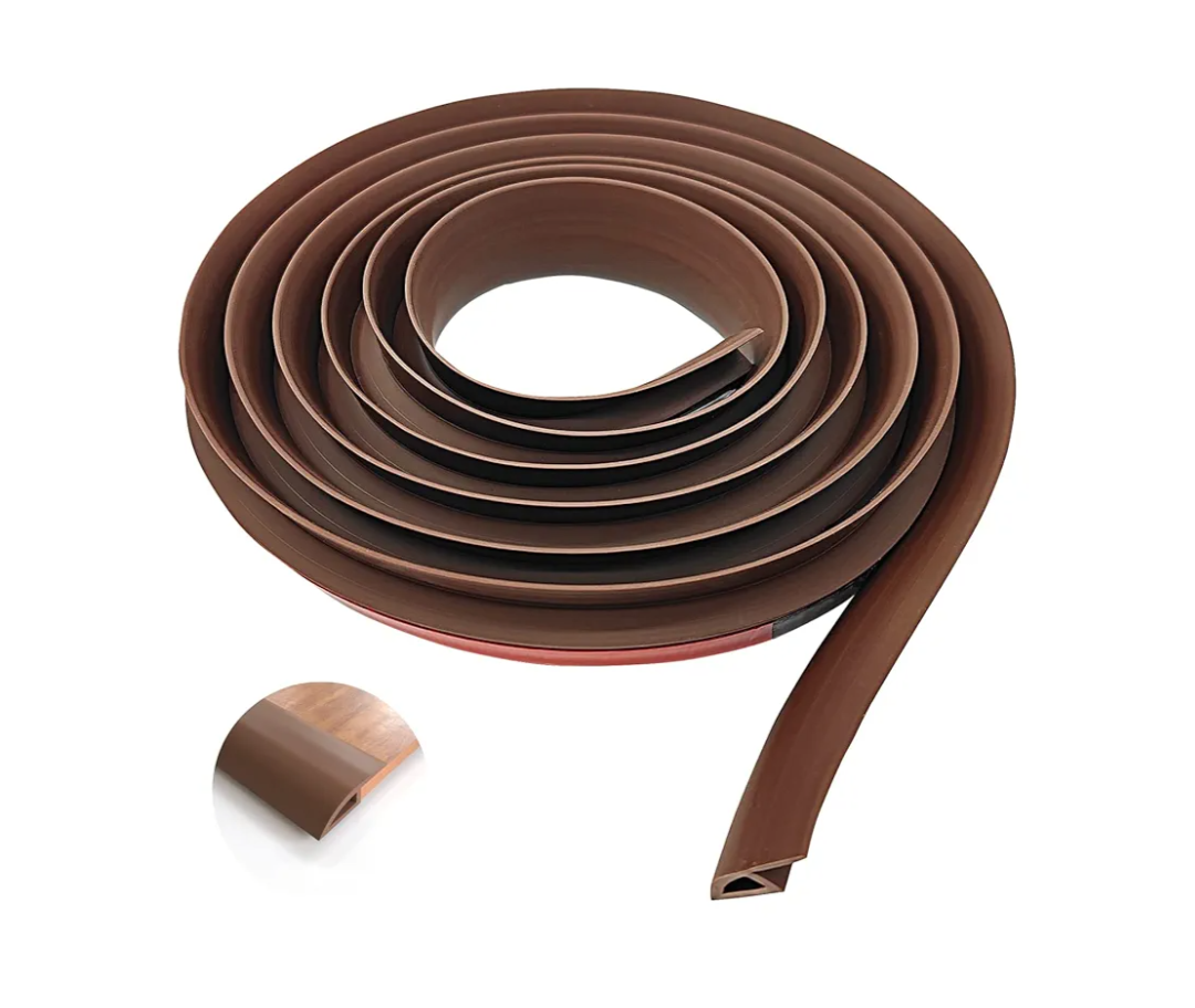 COUKIU 10 FT PVC Floor Transition Strip, Peel and Stick Molding Trim for Threshold Transitions with a Height Less Than 10 mm/0.4in, Carpet & Floor Edging Trim, Brown