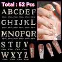4 x 350 Pcs Letter Nail Charms, 52 Pieces Shiny Letter Nails Art, Pink Bows Heart Flower Butterfly Pearls Acrylic Nails Art Charms, Alphabet for Nail DIY Crafts