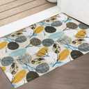 1/10 Inch Ultra Thin Door Mat Indoor,20x32,Non Slip Self Adhesive Backing,Resist Dirt Entrance Inside Front Door Rug Floral, Washable,Low Profile Floor Doormats for Entryway