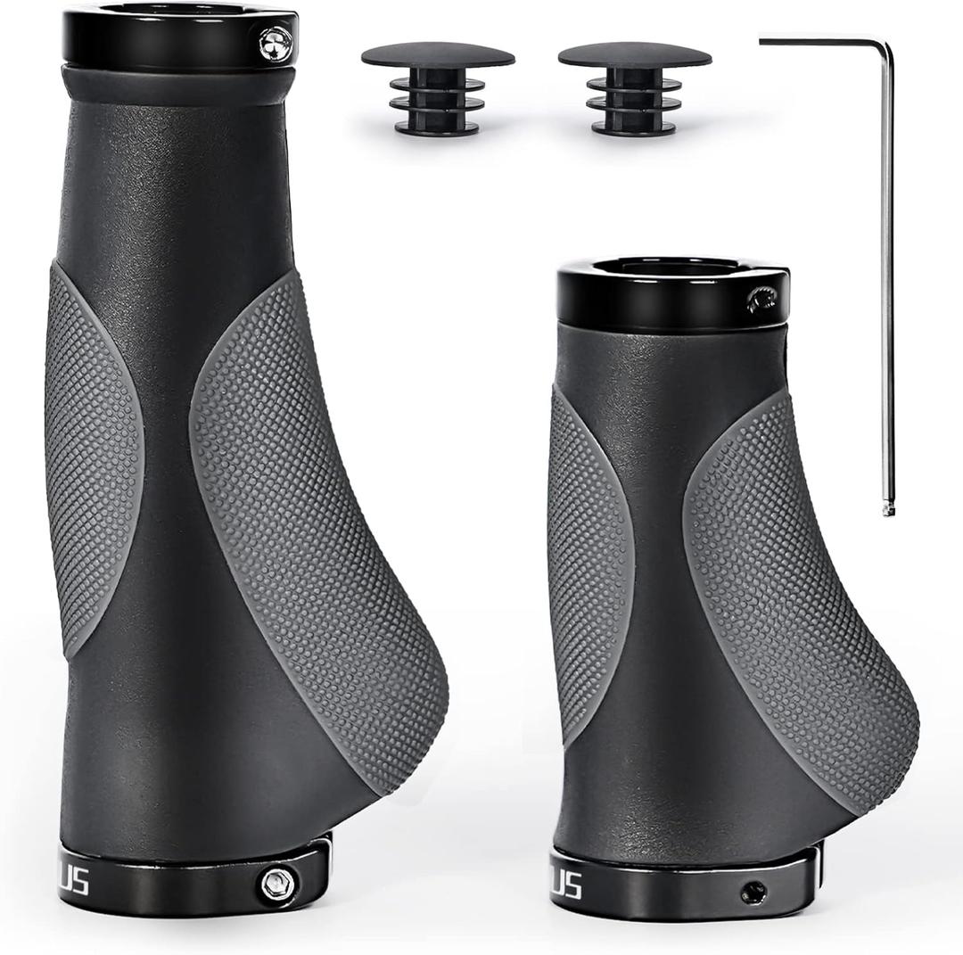 PRUNUS Bike Grips Rubber Ergonomic Antislip Handlebar Grips for MTB Bicycle Mountain, Black