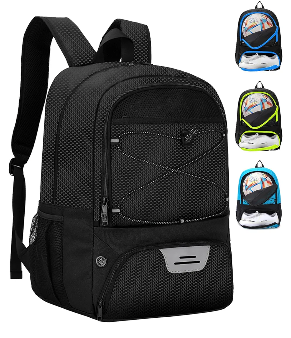 HMLIN Soccer Backpack,Basketball Backpack with Ball Compartment &Shoe Compartment,Sports Bag for Basketball,Soccer,Football& Volleyball