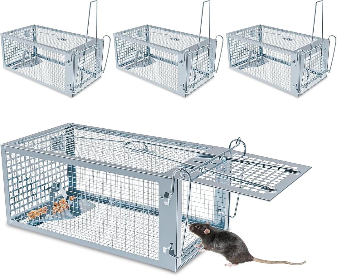 4 Packs Humane Rat Trap Outdoor, Wanqueen Humane Mouse Traps Indoor, Small Rodent Chipmunk Squirrel Trap and Other Live Animal Cage Catch and Release 4 Packs Humane Rat Trap Outdoor, Wanqueen Humane Mouse Traps Indoor, Small Rodent Chipmunk Squirrel Trap and Other Live Animal Cage Catch and Release