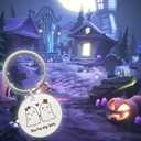 3 x Halloween Ghost Keychain, Halloween Keychain Boo Basket Stuffers for Women, Metal Spooky Gifts, With a Flannel Bag
