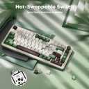 Redragon K681 Pro Wireless Mechanical Keyboard, Gasket Mounted RGB Gaming Keyboard with Volume Knob, MDA-Profile, Pre-Lubed Linear Switches, 81 Keys 75 Tri-Mode Hot Swappable for PC/Xbox/PS (Matcha)